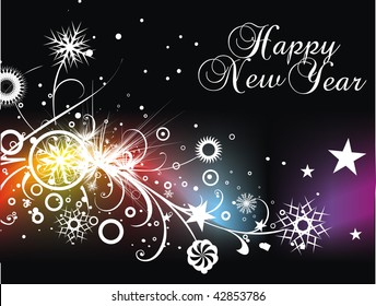Xmas snow background with  new year 2010  in rainbow background. Vector illustration