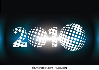 Xmas snow background with  new year 2010  in rainbow background. Vector illustration