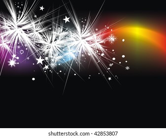 Xmas snow background with  new year 2010  in rainbow background. Vector illustration