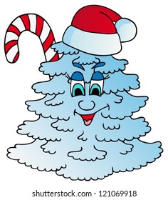Xmas snow tree - vector illustration.