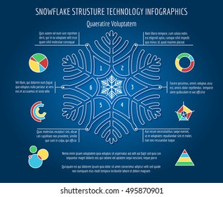 Xmas snowflakes infographics. Vector snowflake and thin line charts