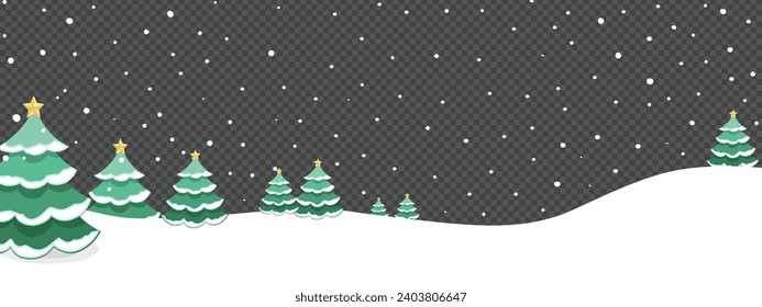 Xmas snowing weather background template. Natural snowing landscape with snow on the ground and Christmas trees covered with snow Background Template Design for Christmas and New Year.