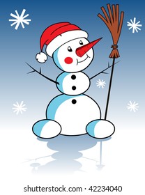 Xmas snowman, vector illustration