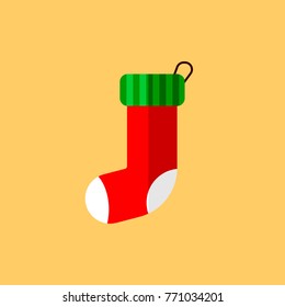 Xmas sock icon, Christmas symbol, flat design template, vector illustration