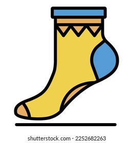 Xmas sock icon. Outline xmas sock vector icon color flat isolated on white