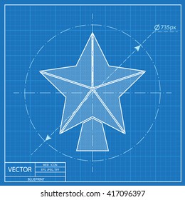 xmas star blueprint icon 