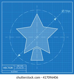 xmas star blueprint icon 