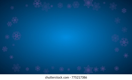 Xmas theme sale with ultraviolet snowflakes. Winter border for flyer, gift card, invitation, business offer and ad. Christmas trendy background. Holiday banner for xmas theme. New Year frosty backdrop