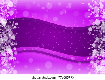 Xmas theme sale with ultraviolet snowflakes. New Year frosty backdrop. Winter border for flyer, gift card, party invite, retail offer and ad. Christmas trendy background. Holiday banner for xmas theme