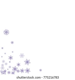 Xmas theme sales with ultraviolet snowflakes.  Winter frame for flyer, gift card, invitation, business offer and ad. Christmas trendy background. Holiday banner for xmas theme. New Year snowy backdrop