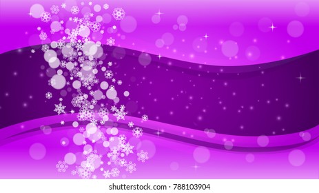 Xmas theme sales with ultraviolet snowflakes. New Year backdrop. Snow frame for gift coupons, vouchers, ads, party events. Christmas trendy background. Holiday frosty banner for xmas theme
