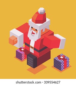 xmas time with Santa. vector isometric