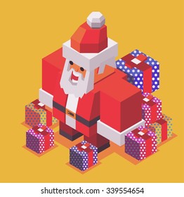 Navidad con Santa. isométrico vectorial