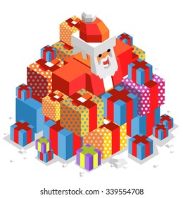 xmas time with Santa. vector isometric
