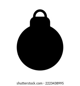 Xmas Spielzeug-Kugel Dekor Pine Baum Silhouette Vektor. Weihnachten feiern Tannenbaum-Ornament in Ball-Form, Zubehör in Blasform. Neujahr festliche Dekoration monochrome flache Cartoon-Illustration