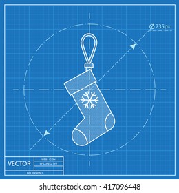 xmas toy stocking blueprint icon 