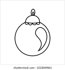 Xmas tree ball clipart isolated. Hand drawn icon. Doodle christmas tree ball. Sketch vector illustration. EPS 10
