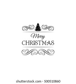 X-mas Tree. Christmas and New Year. Filigree Swirl Divider. Ornate Frame. Vector greeting card Isolated