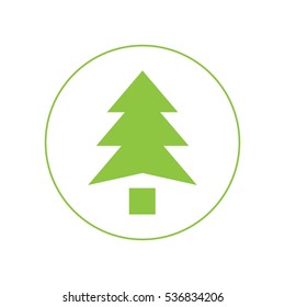  Xmas tree circle vector icon Green