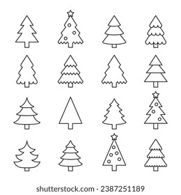Xmas tree decoration icon vector illustration. Set of a christmas tree on isolated background. Winter sign concept.