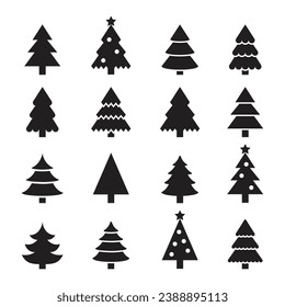 Xmas tree decoration icon vector illustration. Set of a christmas tree on isolated background. Winter sign concept.