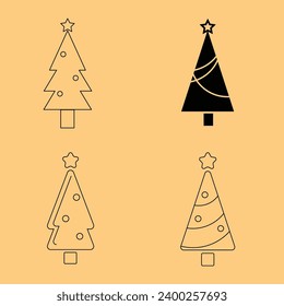 xmas tree flat vector clip art