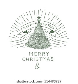 xmas tree greeting card. vector illustration
