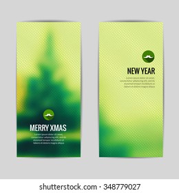 Xmas Tree Holiday Banners Set. Merry Christmas website banner decorated with Xmas tree vector illustration