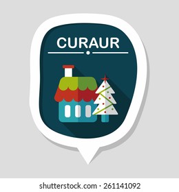 Xmas tree and house flat icon with long shadow,eps10
