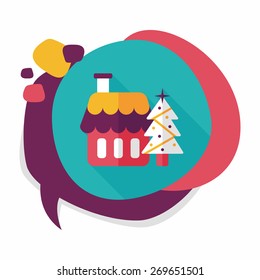 Xmas tree and house flat icon with long shadow,eps10