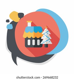 Xmas tree and house flat icon with long shadow,eps10