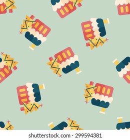Xmas tree and house flat icon, eps10 seamless pattern background