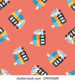 Xmas tree and house flat icon,eps10 seamless pattern background