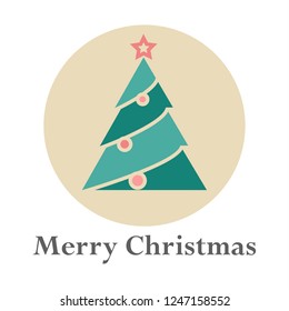 Xmas tree icon, Christmas sign and symbol, Merry Christmas card design vector illustration