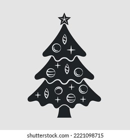 Xmas Tree icon isolated on white background. Christmas tree icon for logo, poster, emblem, greeting card, flyer.  Vector illustration