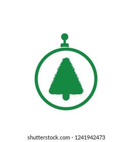 xmas tree isolated on white. Vector tree christmas in ball, traditional symbol to new year illustration