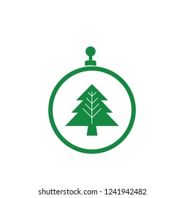 xmas tree isolated on white. Vector tree christmas in ball, traditional symbol to new year illustration