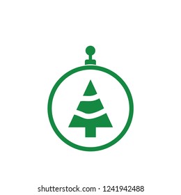 xmas tree isolated on white. Vector tree christmas in ball, traditional symbol to new year illustration