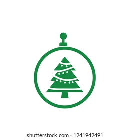 xmas tree isolated on white. Vector tree christmas in ball, traditional symbol to new year illustration