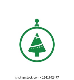 xmas tree isolated on white. Vector tree christmas in ball, traditional symbol to new year illustration