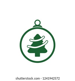 xmas tree isolated on white. Vector tree christmas in ball, traditional symbol to new year illustration