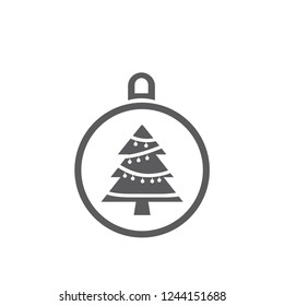 xmas tree isolated on white. Vector tree christmas in ball, traditional symbol to new year illustration