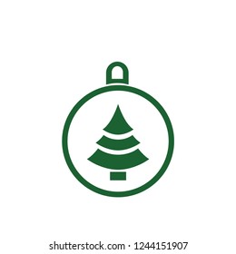 xmas tree isolated on white. Vector tree christmas in ball, traditional symbol to new year illustration