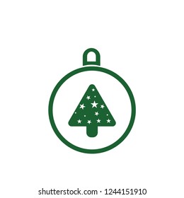 xmas tree isolated on white. Vector tree christmas in ball, traditional symbol to new year illustration