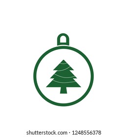 xmas tree isolated on white. Vector tree christmas in ball, traditional symbol to new year illustration