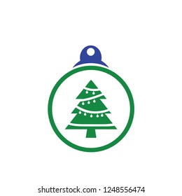 xmas tree isolated on white. Vector tree christmas in ball, traditional symbol to new year illustration