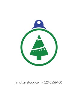 xmas tree isolated on white. Vector tree christmas in ball, traditional symbol to new year illustration