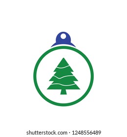 xmas tree isolated on white. Vector tree christmas in ball, traditional symbol to new year illustration
