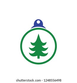 xmas tree isolated on white. Vector tree christmas in ball, traditional symbol to new year illustration