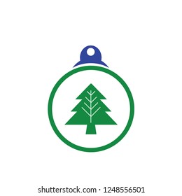xmas tree isolated on white. Vector tree christmas in ball, traditional symbol to new year illustration